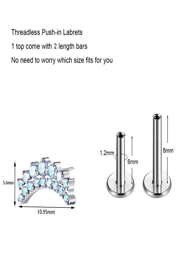 BelezaDosas G23 Titanium Labret Studs Threadless Push-in Labret CZ Press Fit 16G 6mm 8mm Lip Cluster Tragus Helix Medusa Cartilage Monroe Push Back Earring Piercing Jewelry for Men Women (Max Clear) - Image 2